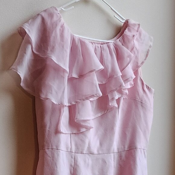 Pink Ruffled Sleeveless Belted Dress Size 14 - Picture 11 of 15
